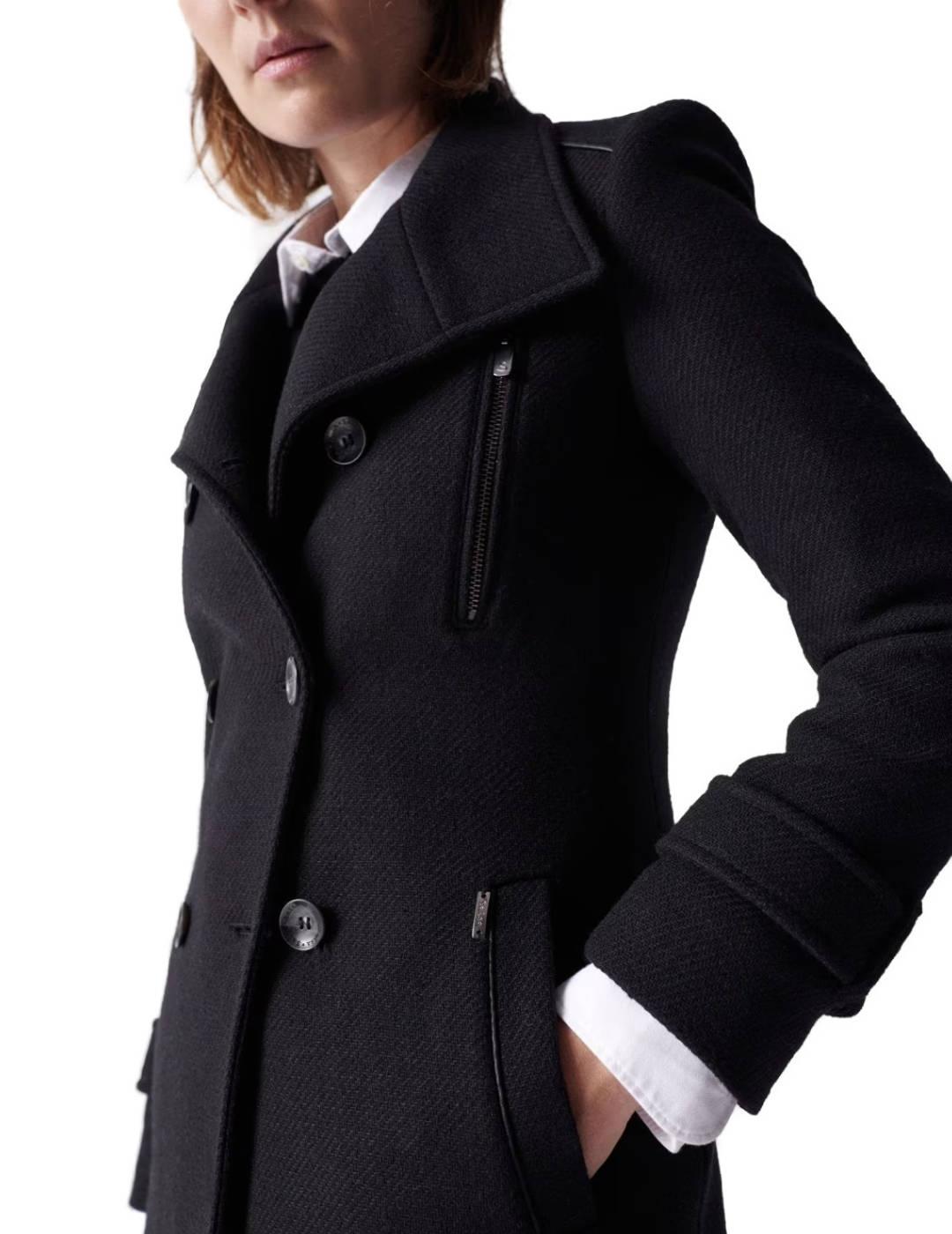 Abrigo Salsa de paño negro de mujer-/df01