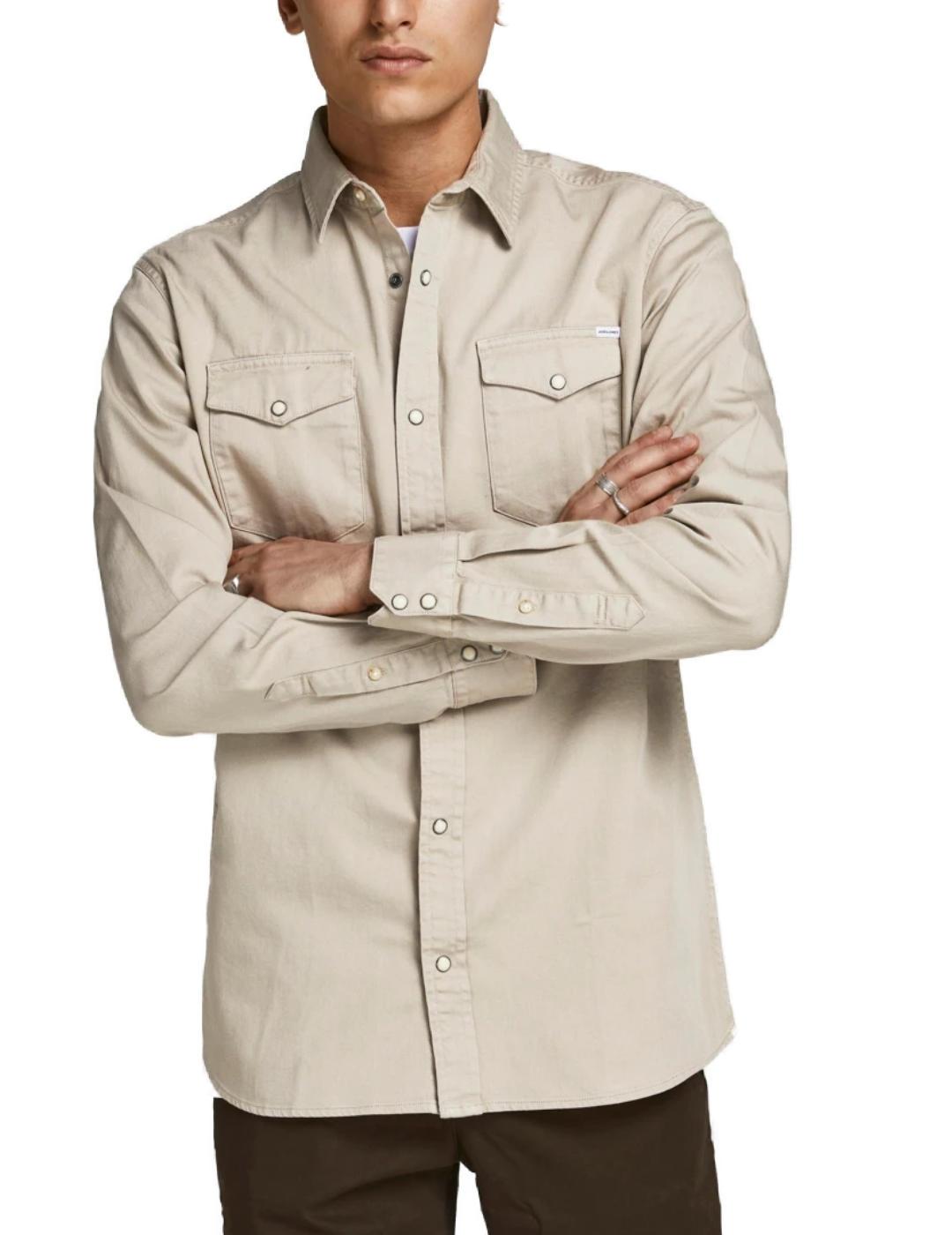 Camisa Jack&Jones Sheridan beige de hombre