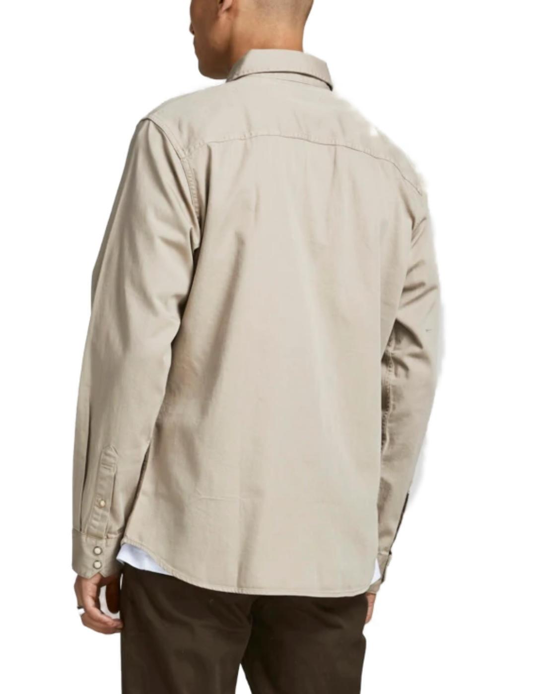 Camisa Jack&Jones Sheridan beige comfort para hombre