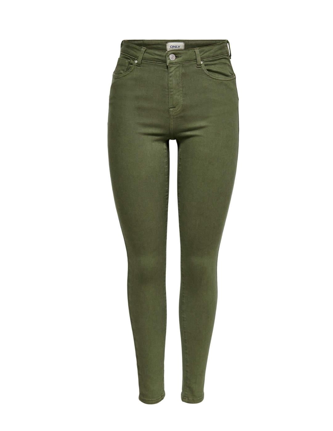 Pantalón vaquero Only skinny cintura media verde de mujer