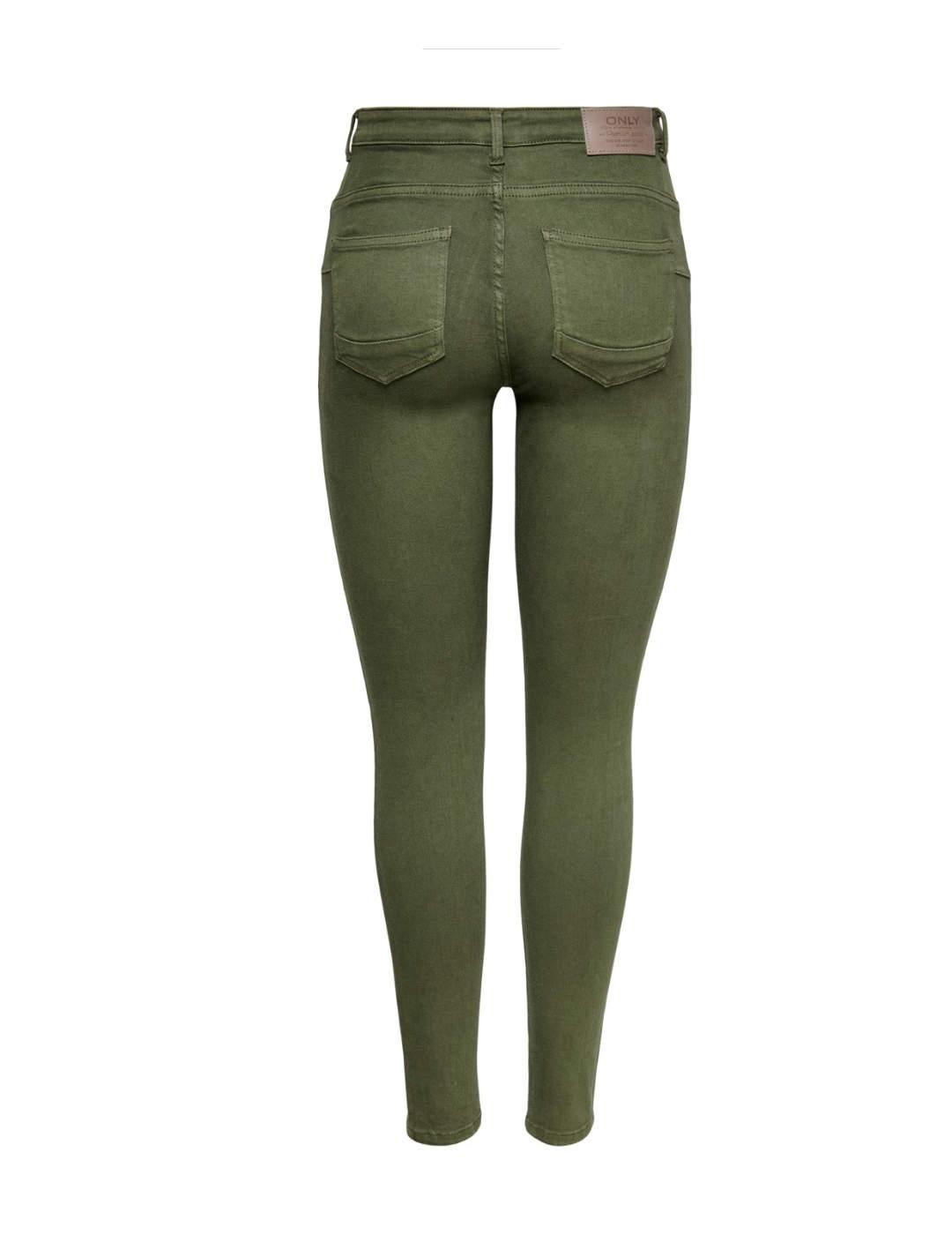 Pantalón vaquero Only skinny cintura media verde de mujer