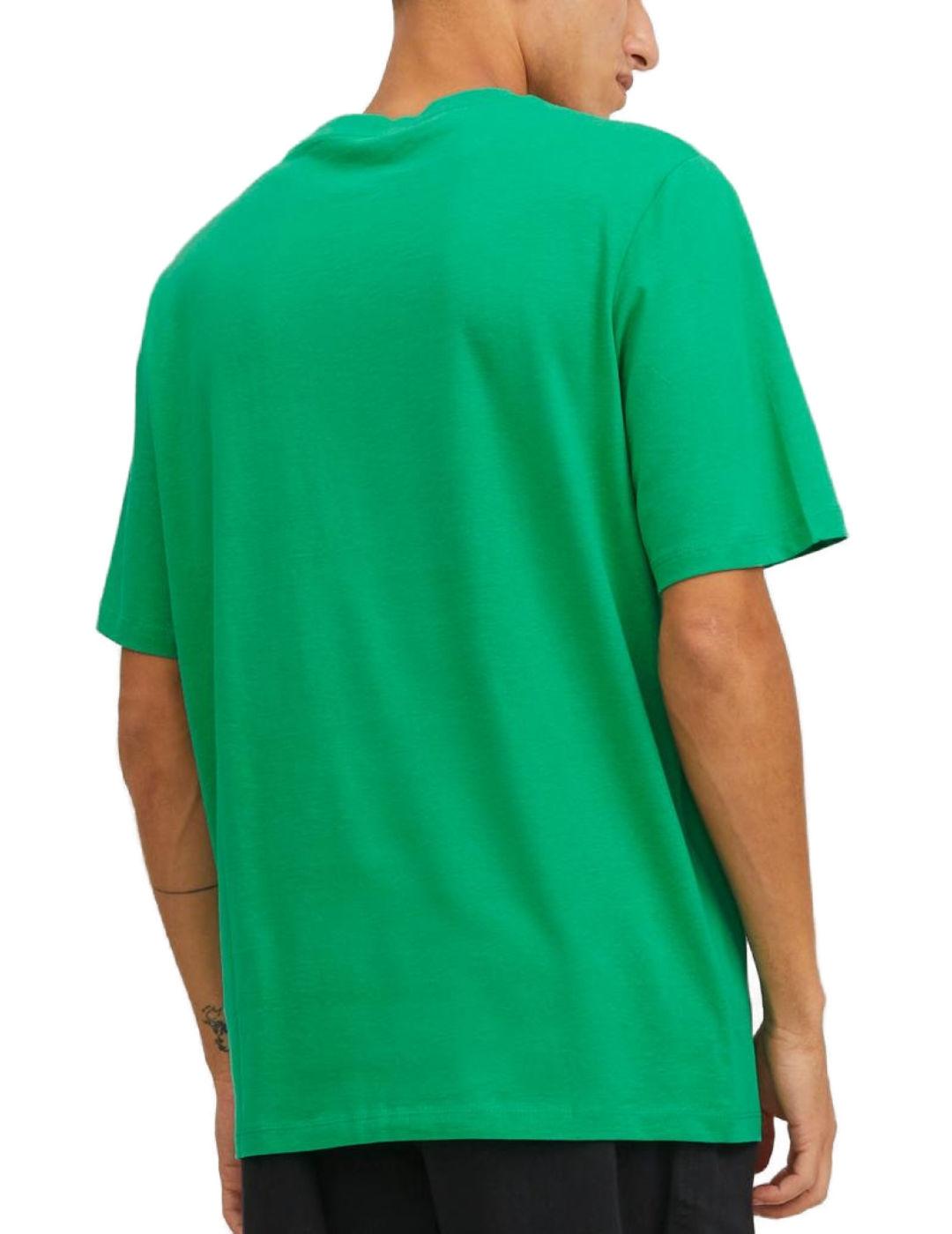 Camiseta Jack&Jones Orbeware verde dibujo perro para hombre