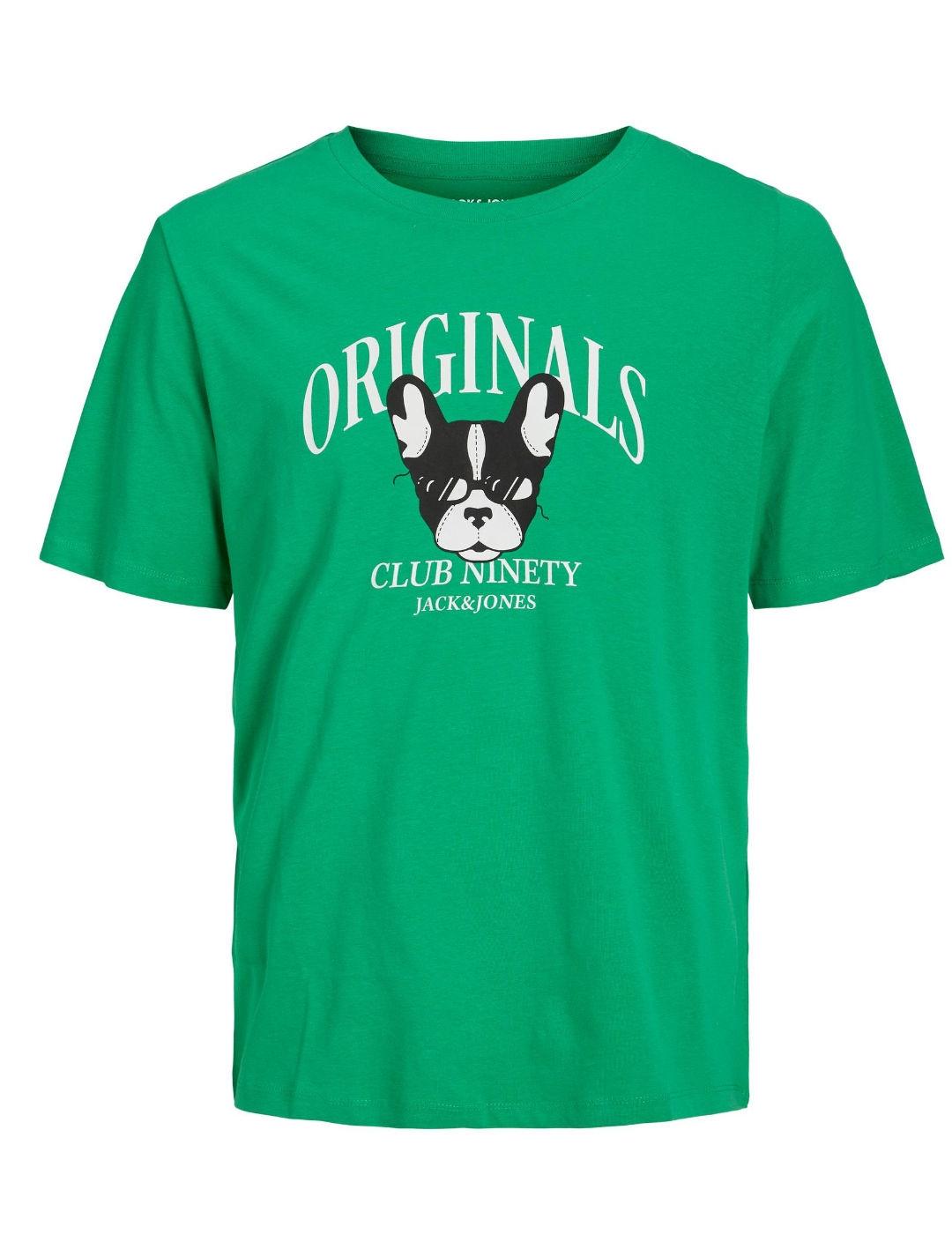 Camiseta Jack&Jones Orbeware verde dibujo perro para hombre