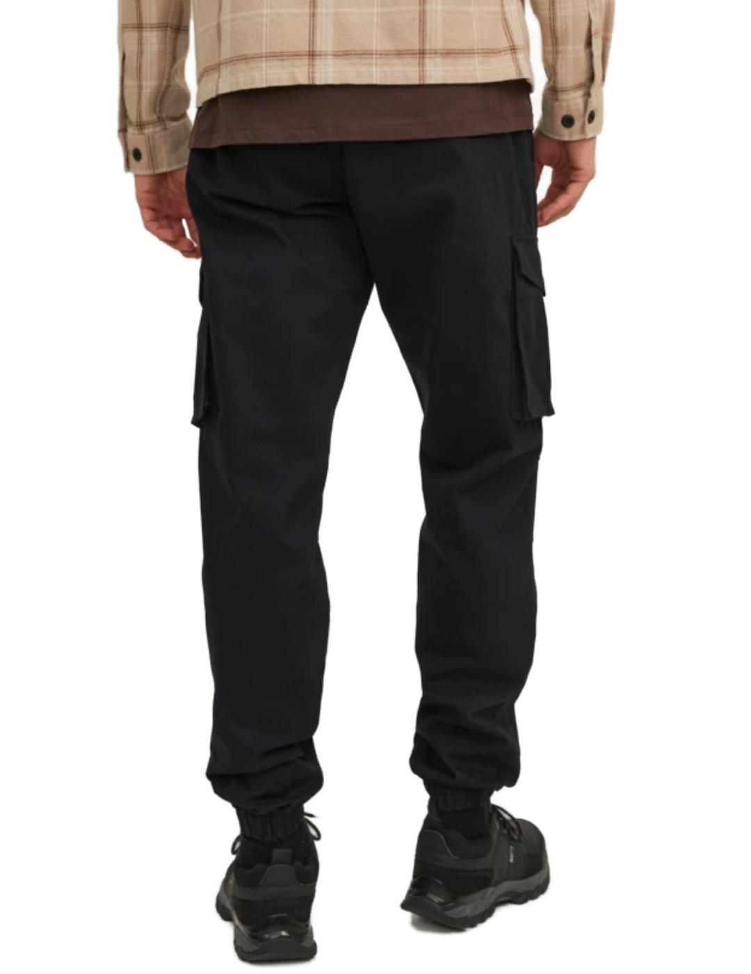 Pantalón Jack&jones kane negro cargo bolsillos de hombre