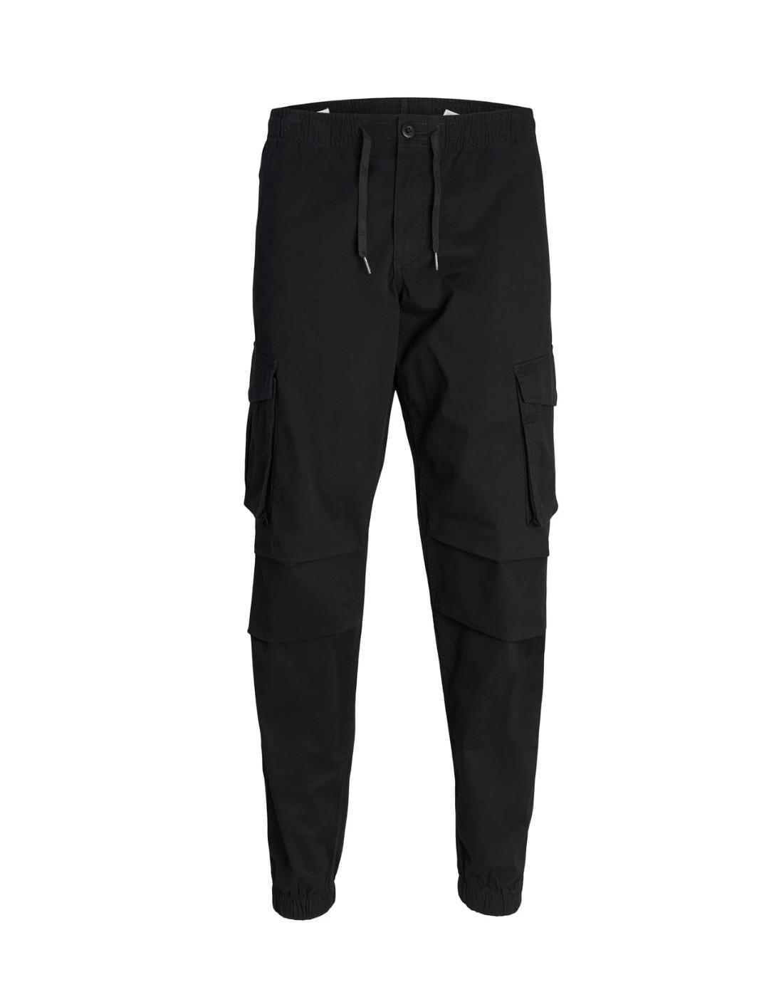 Pantalón Jack&jones kane negro cargo bolsillos de hombre