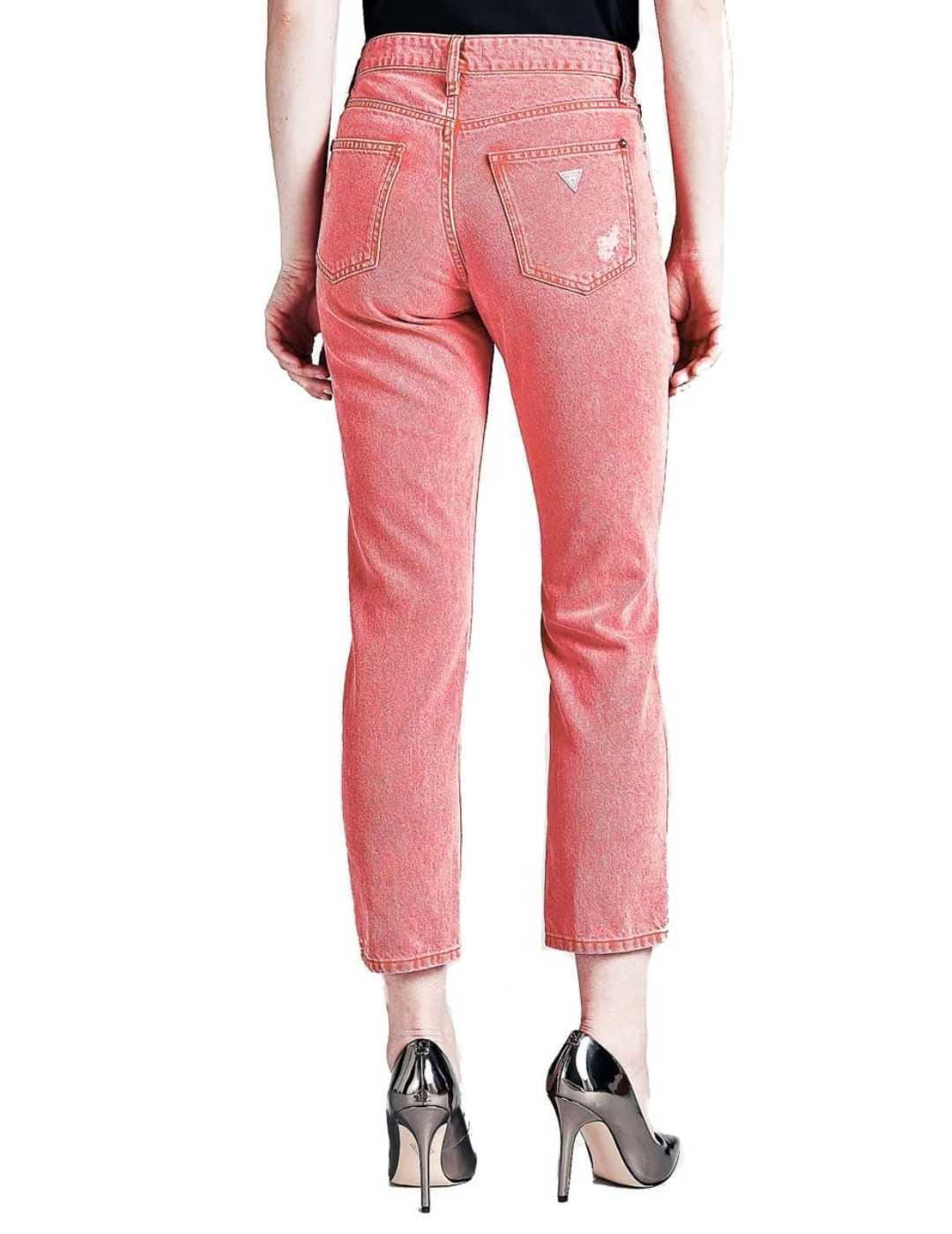 Pantalón vaquero Guess straight high rojo de mujer