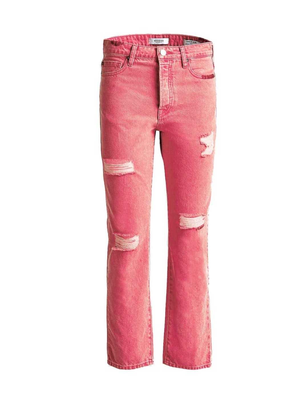 Pantalón vaquero Guess straight high rojo de mujer