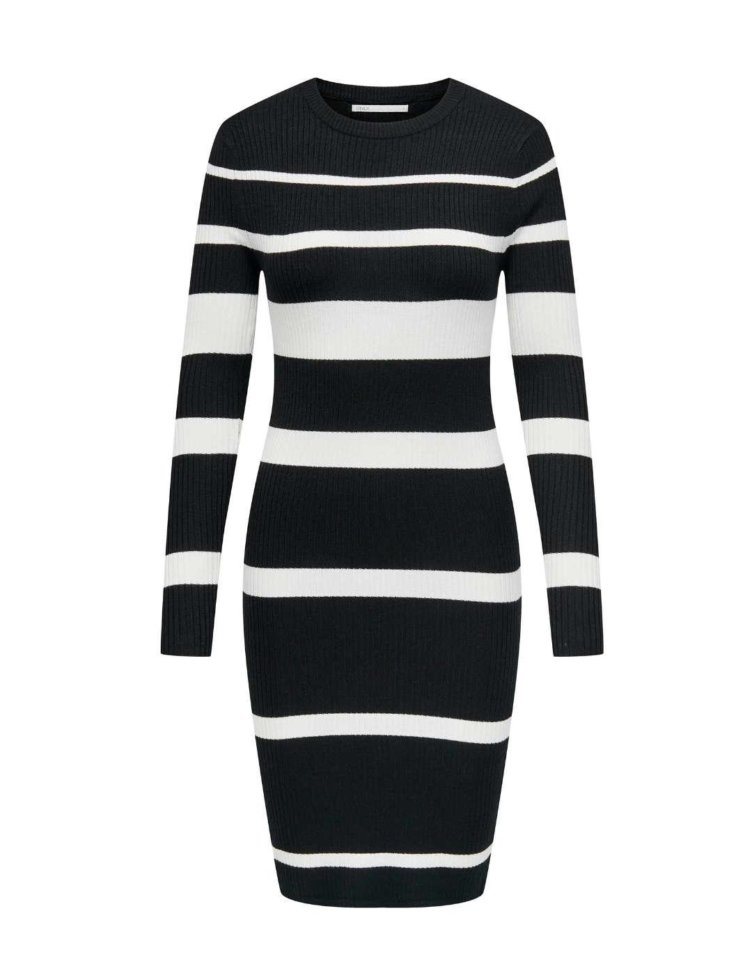 Vestido Only Mauve negro rayas de punto para mujer