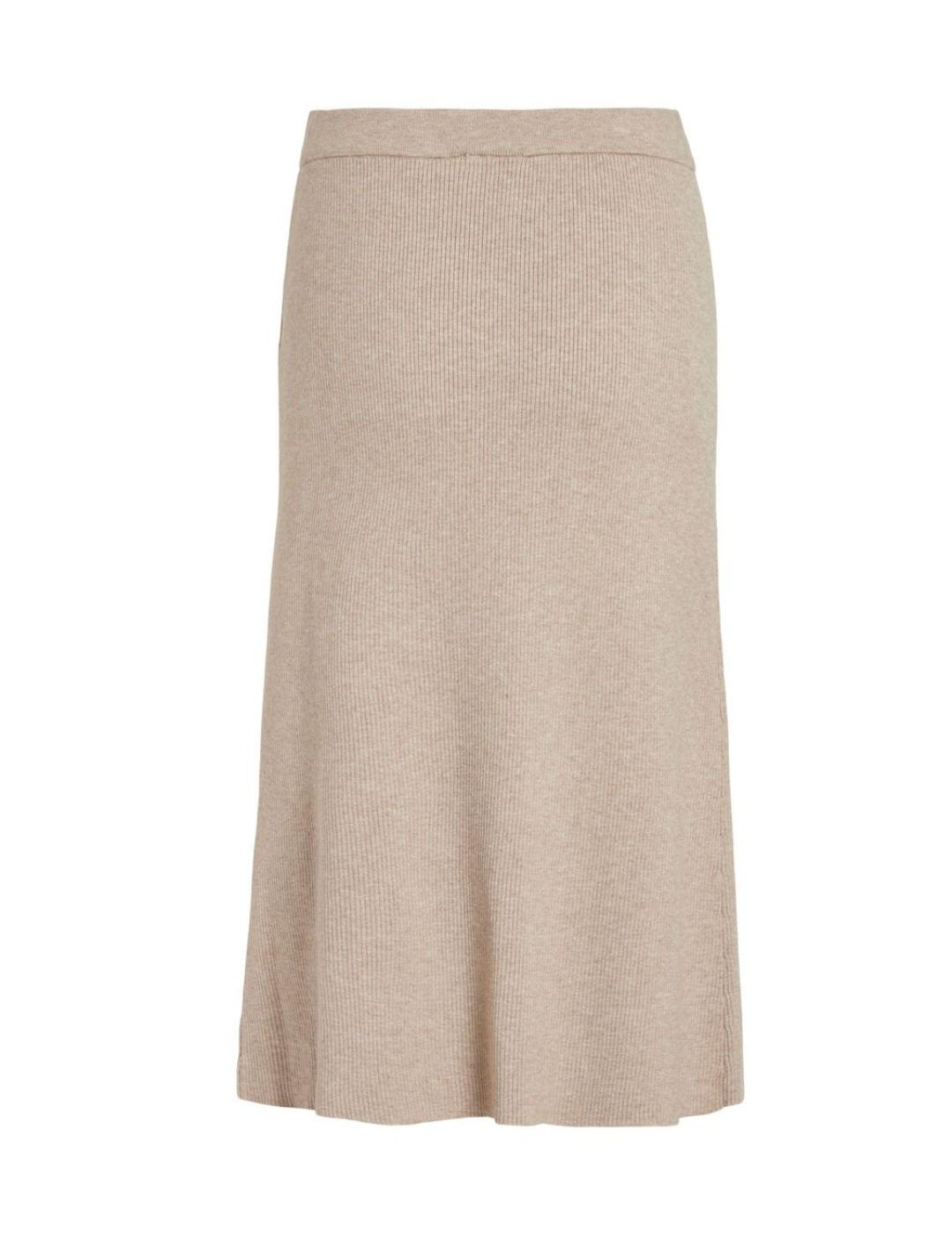 Falda midi Vila Comfy beige de punto para mujer