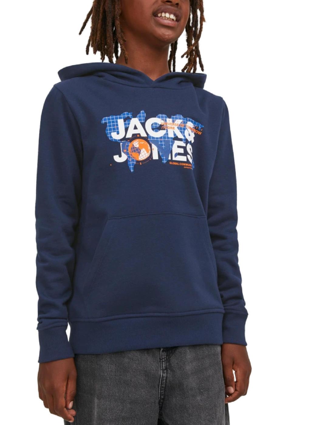 Sudadera Jack&Jones Junior Dust marino con capucha para niño