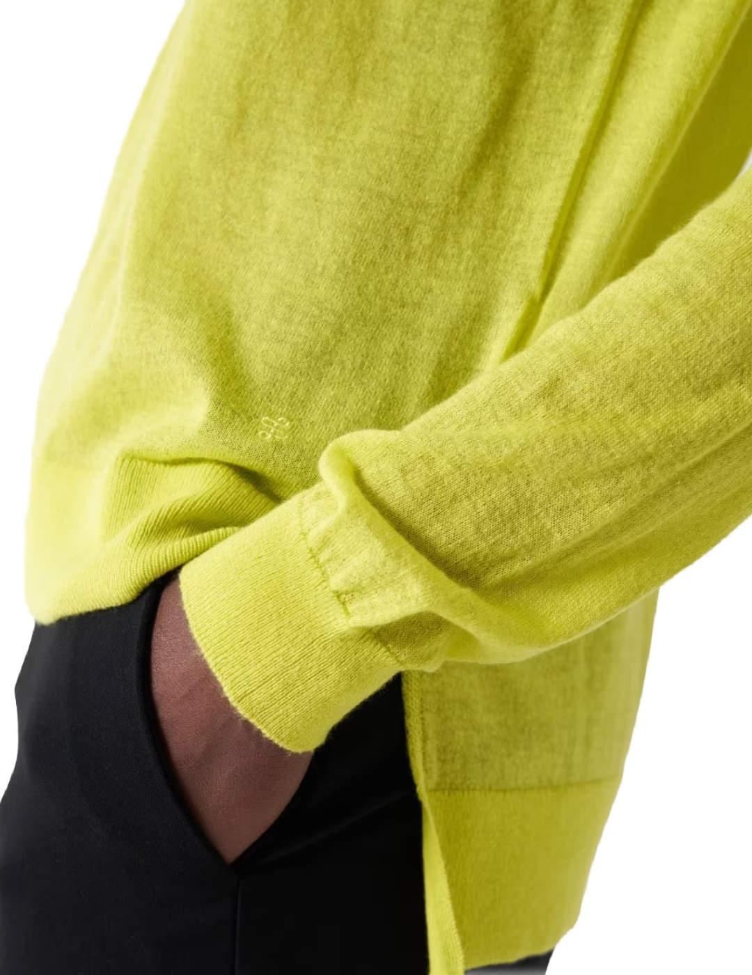 Jersey Salsa punto fino fluor cuello pico  para mujer
