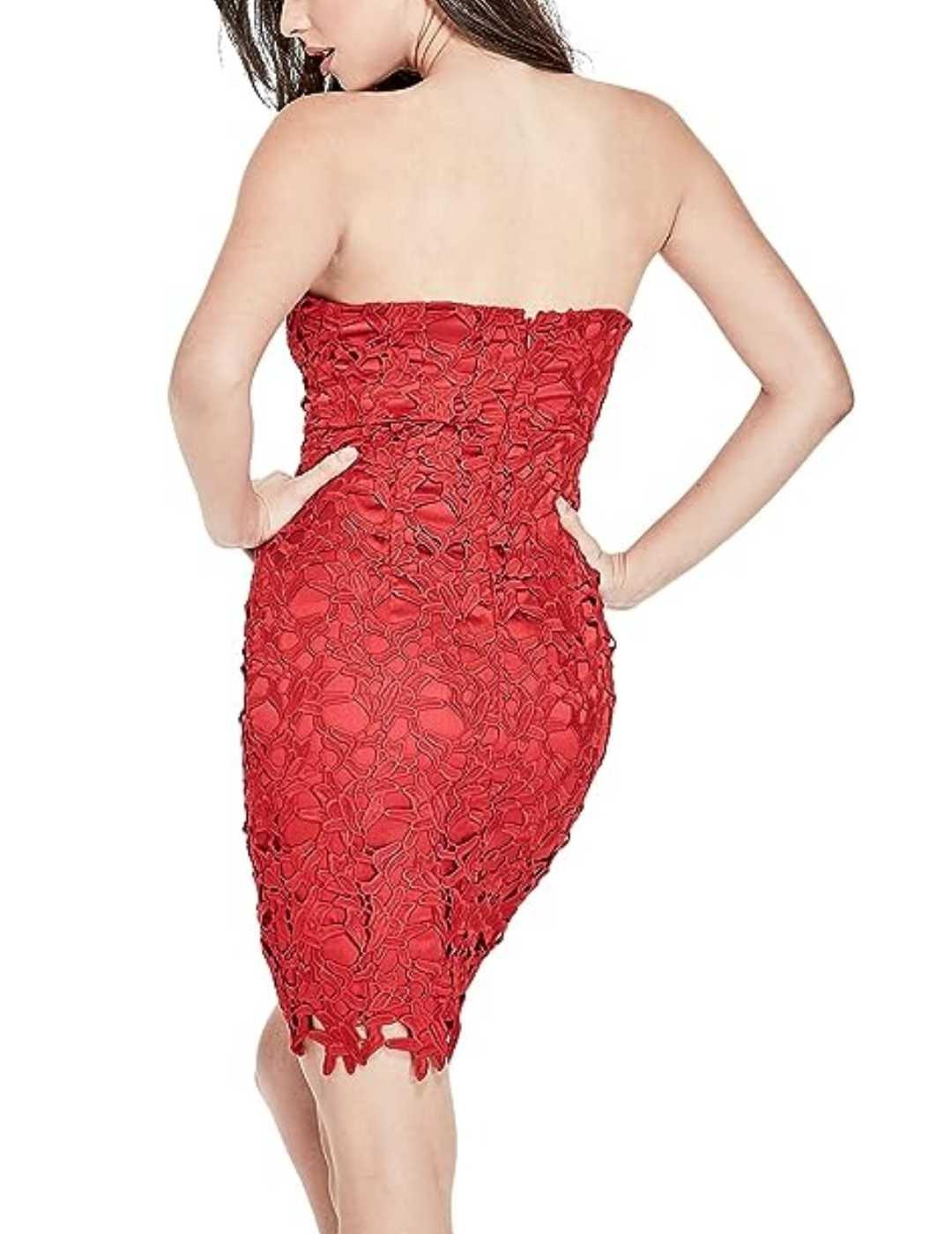 Vestido Guess Phoebe de encaje rojo de mujer