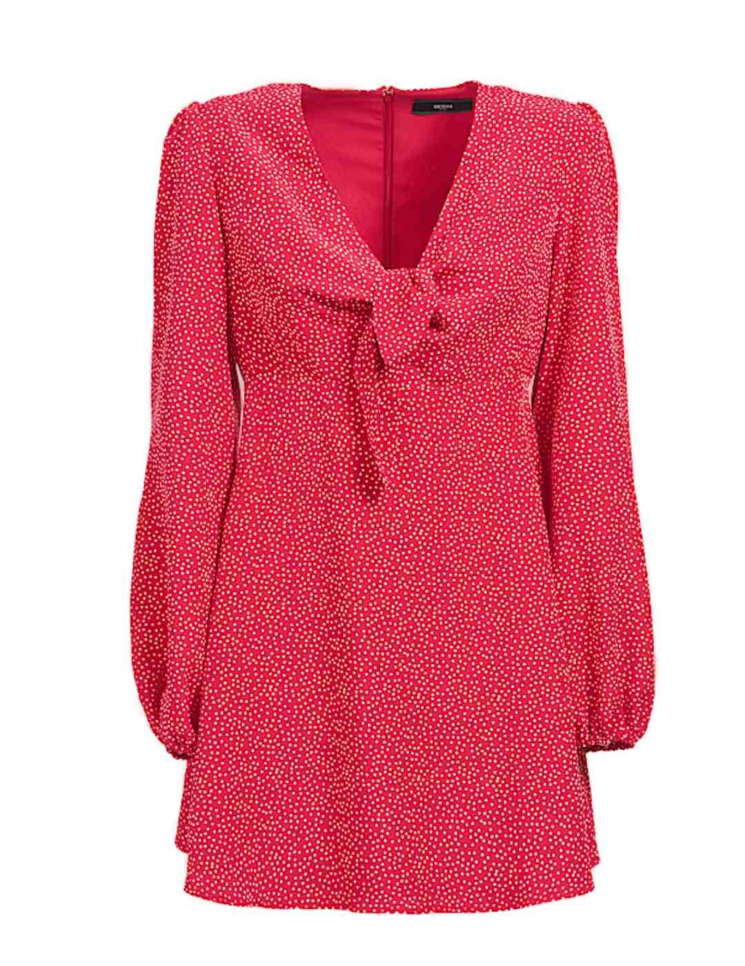 Vestido Guess Alima rojo de lunares blanco de mujer