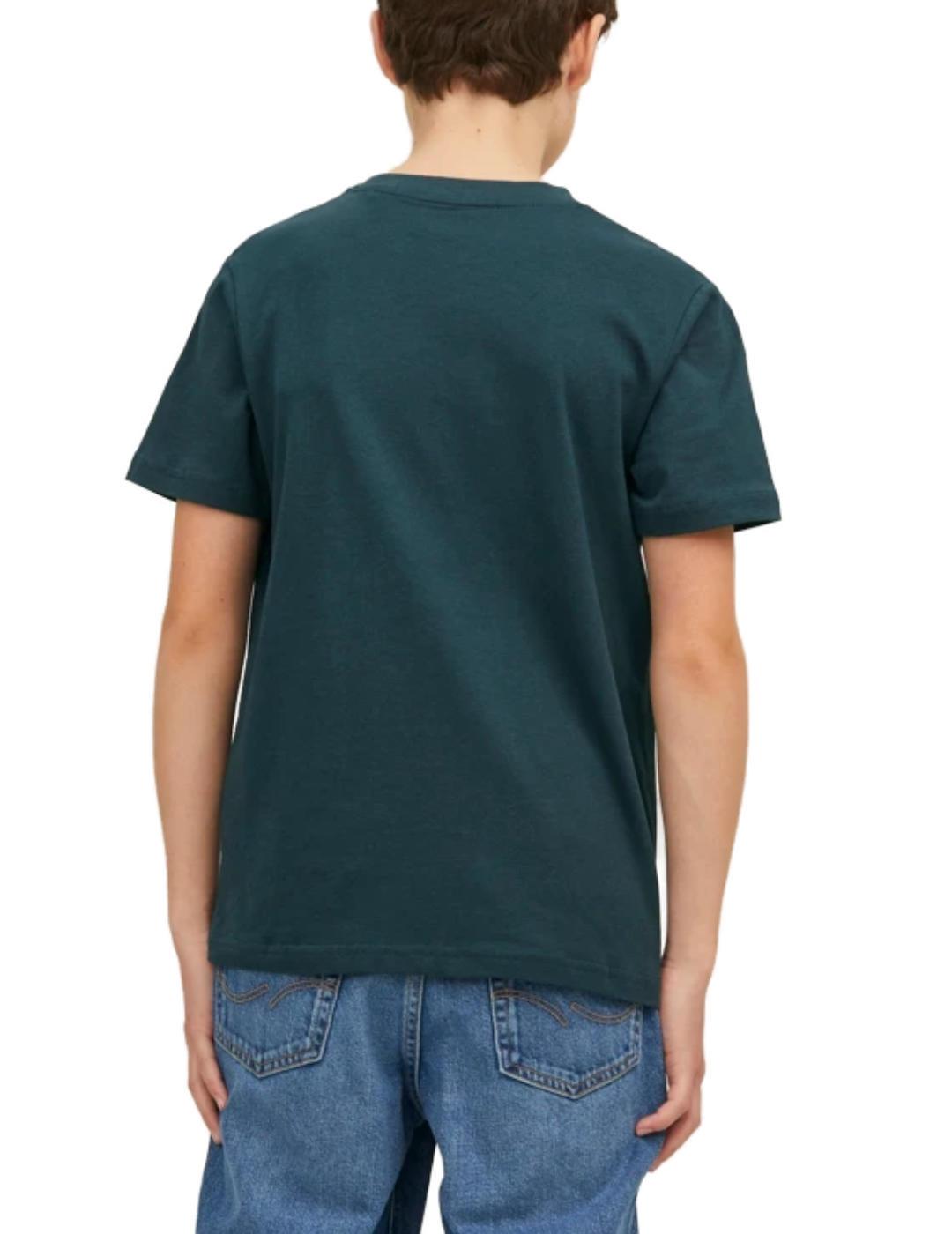 Camiseta Jack&Jones Junio Arthur verde manga corta para niño