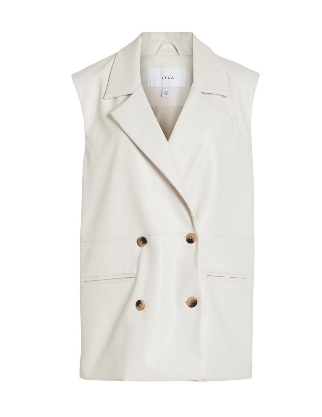 Chaleco Vila Pen blanco tipo blazer para mujer