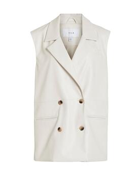 Chaleco Vila Pen blanco tipo blazer para mujer