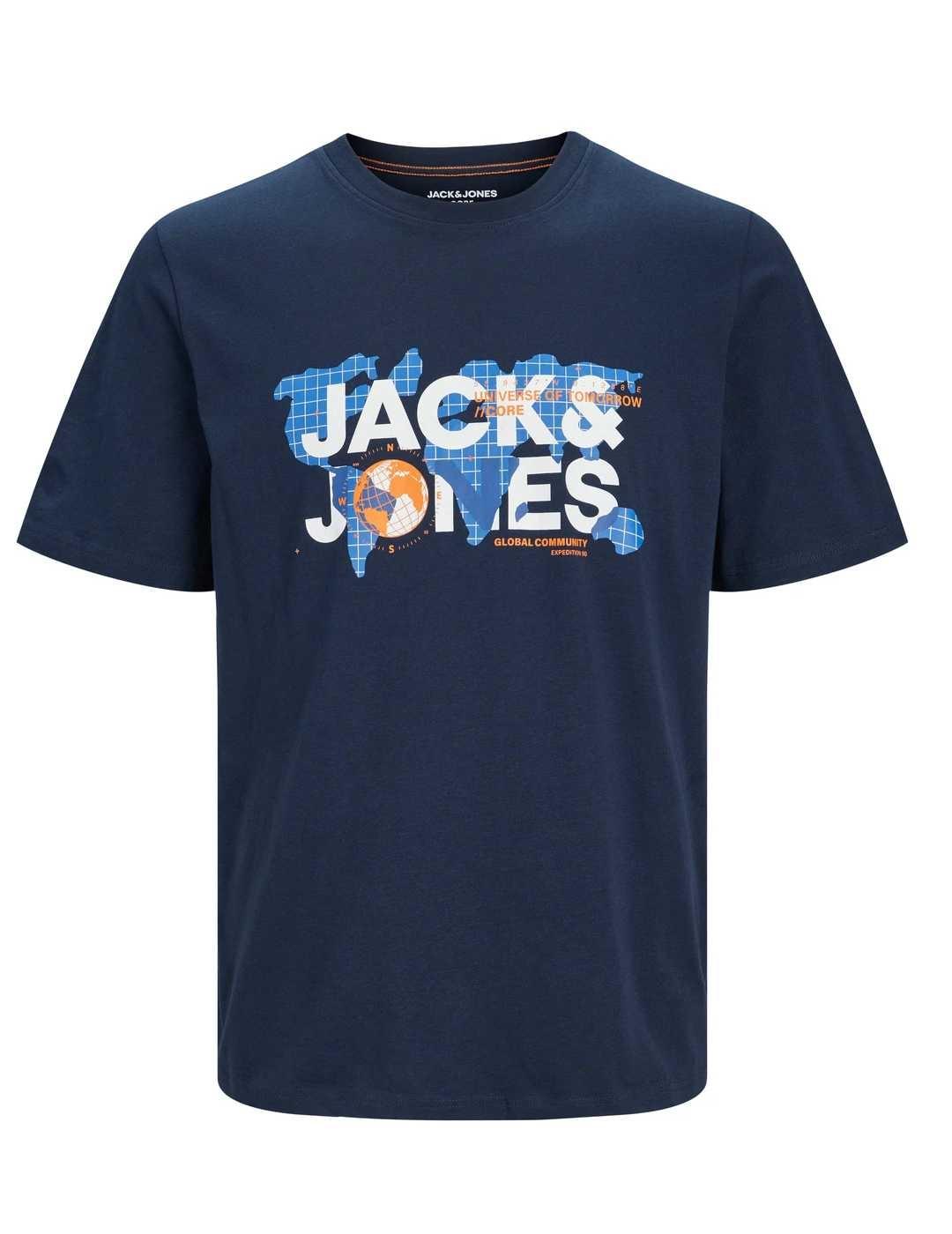 Camiseta Jack&Jones Junior Dust marino mnaga corta para niño