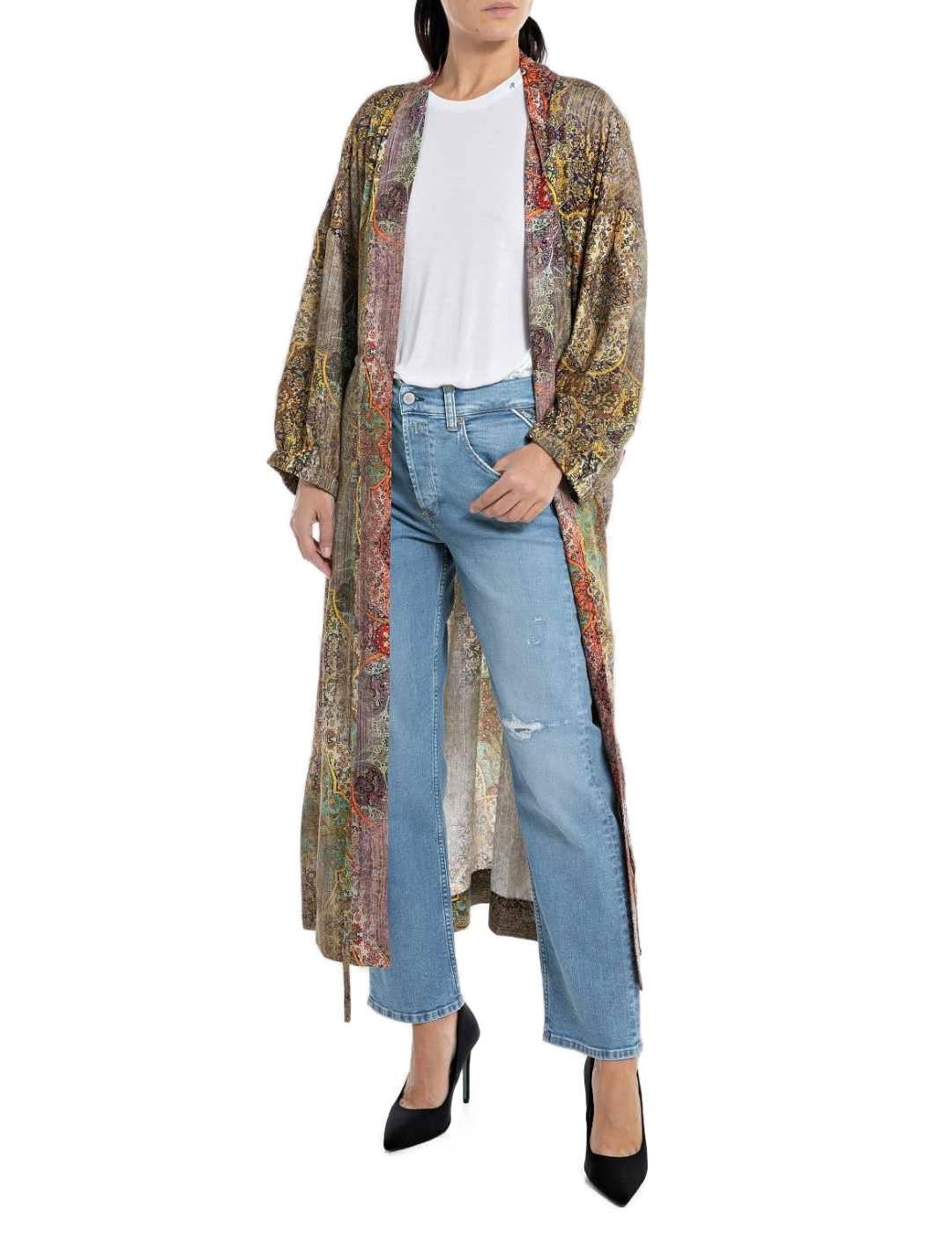 Vestido Kimono Replay estampado arabesco multicolor de mujer