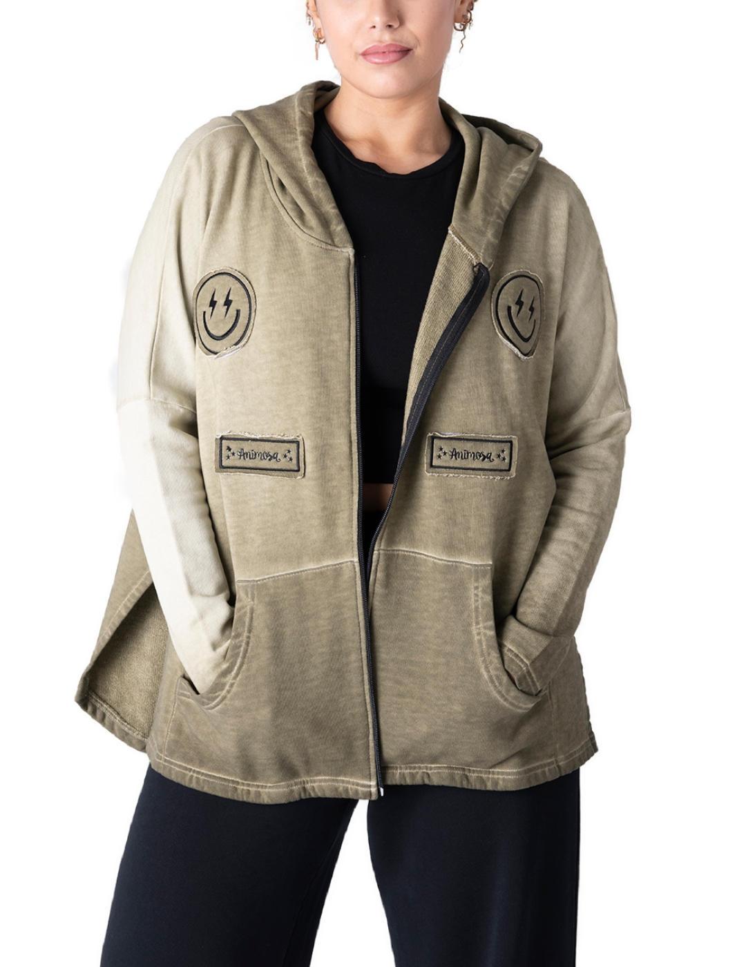 Chaqueta Animosa Smile verde militar para mujer