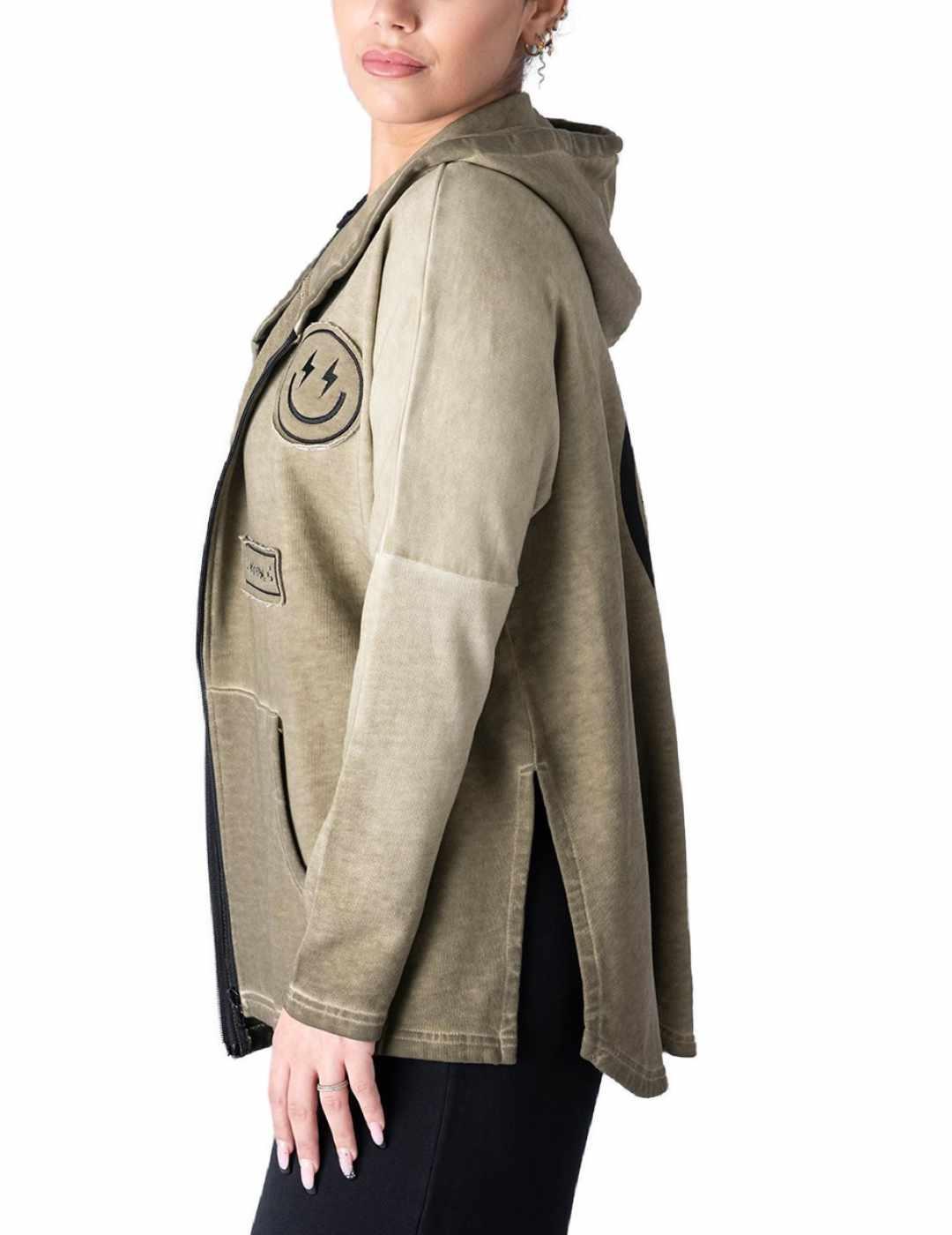 Chaqueta Animosa Smile verde militar para mujer