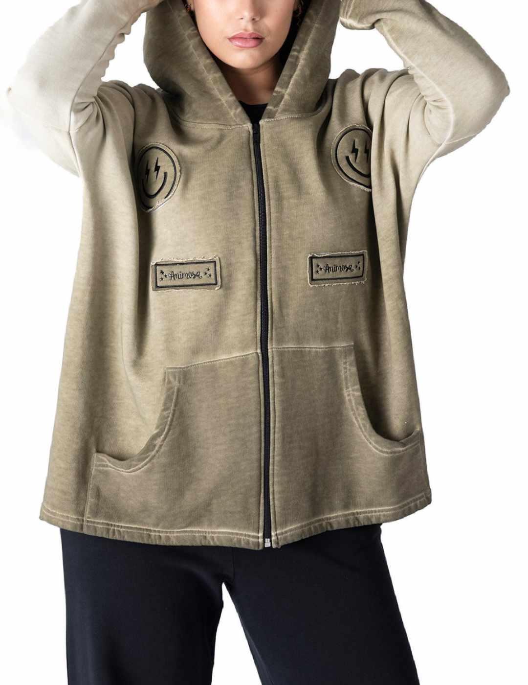 Chaqueta Animosa Smile verde militar para mujer