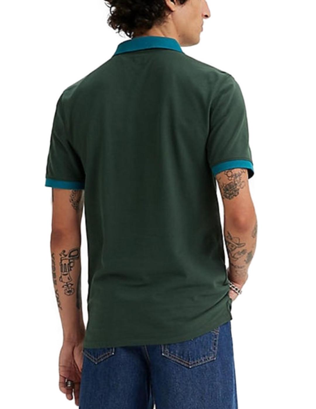 Polo Levi´s verde slim logo contraste manga corta de hombre