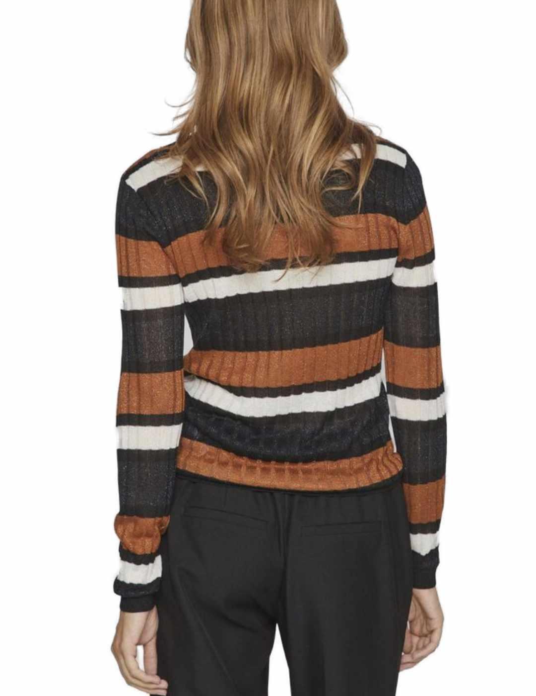 Jersey Vila Ember rayas negro/marrón ajustado para mujer