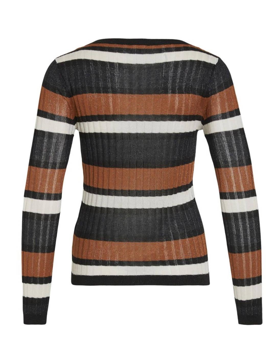 Jersey Vila Ember rayas negro/marrón ajustado para mujer