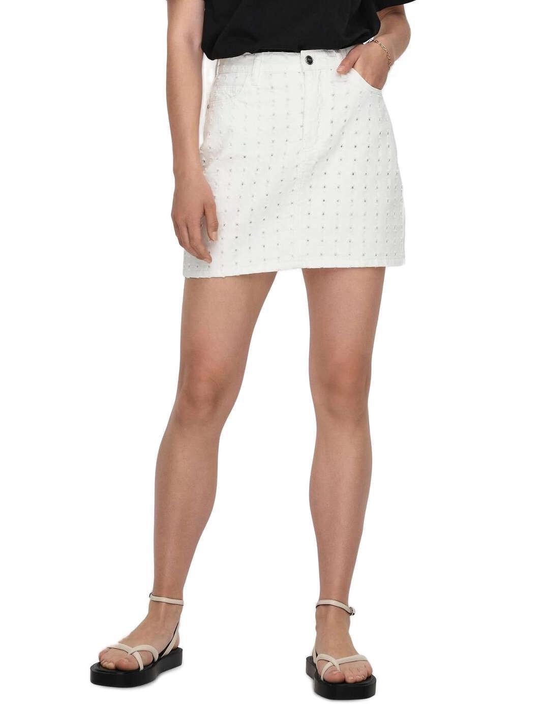 Falda Only Maddie vaquera blanca para mujer