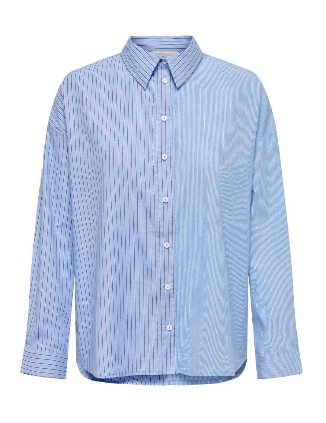 Camisa Only Anne oversize rayas azul de mujer