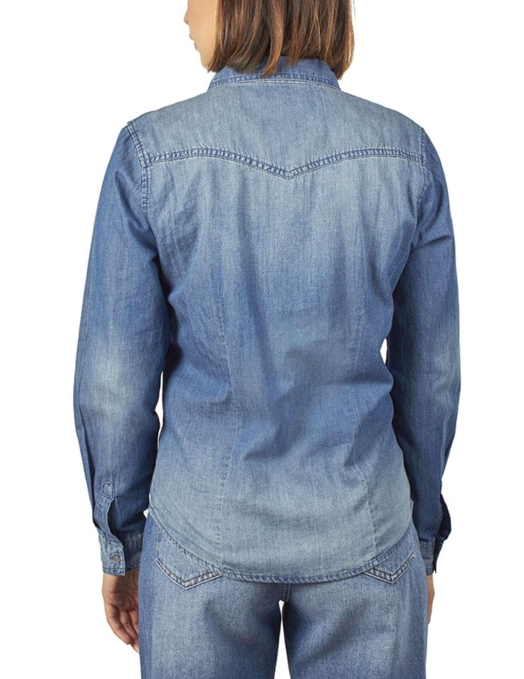 Camisa Only King vaquera azul medio para mujer