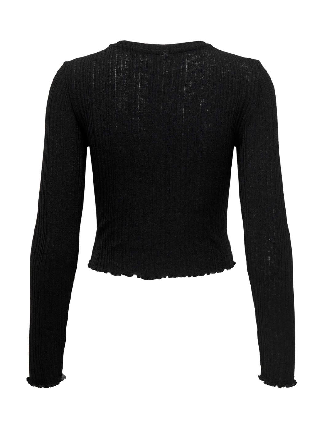Top Only Kisser negro manga larga de mujer