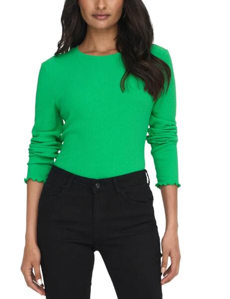 Camiseta verde manga larga mujer deals
