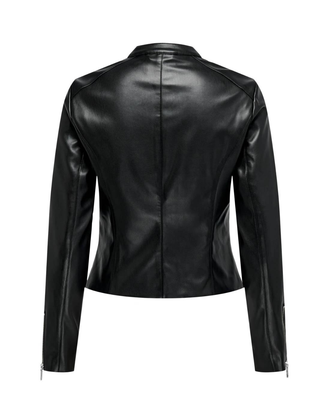 Chaqueta Only Vics polipiel negra cuello mao de  mujer