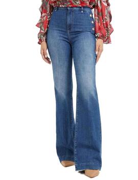Pantalon vaquero Guess New Faye azul marino ancho para mujer