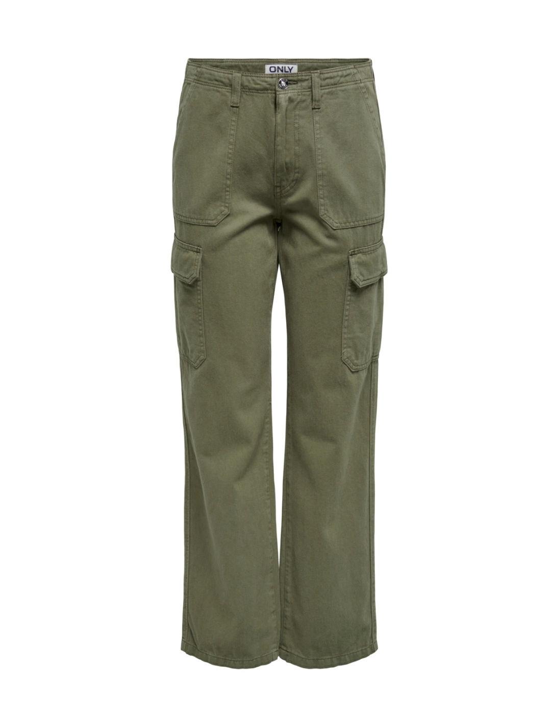 Pantalón Only Malfy verde cargo para mujer