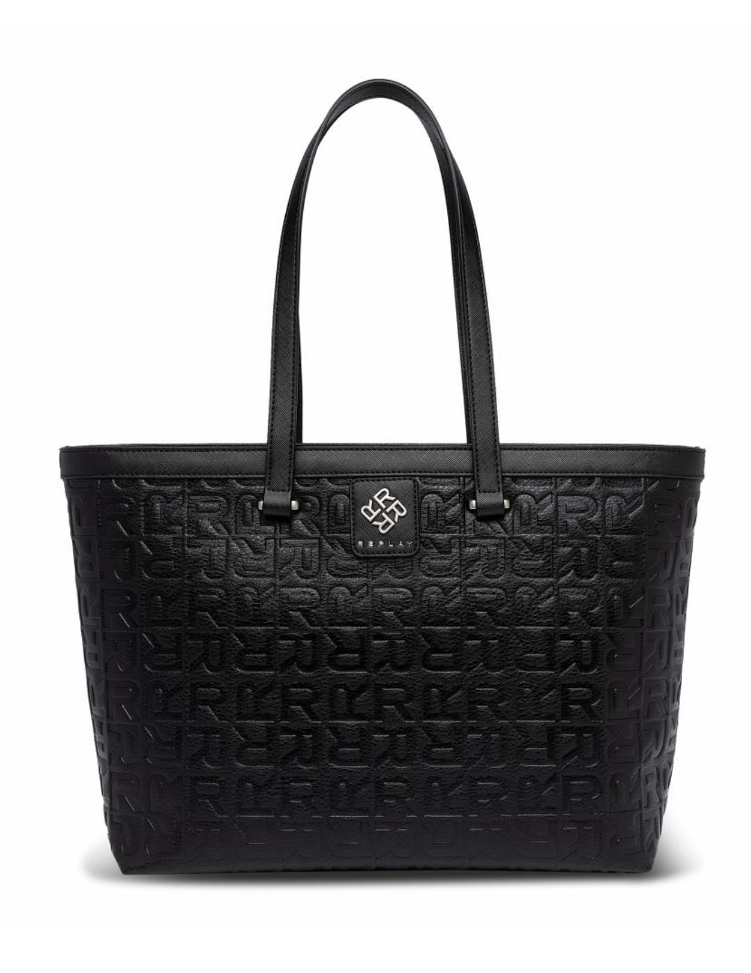 Bolso Replay negro logotipo para mujer