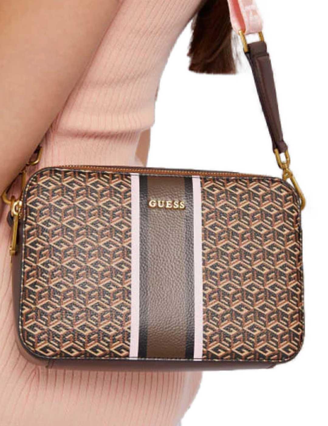 Bolso Guess Ederle Camera marrón para mujer