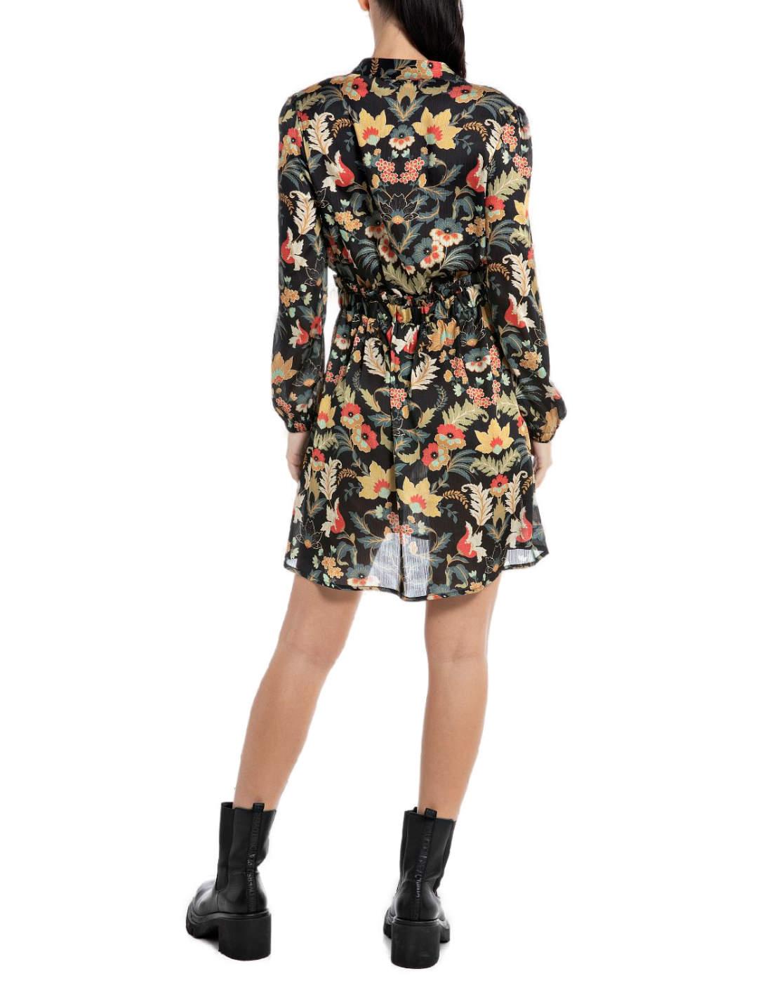 Vestido Replay flores manga larga para mujer