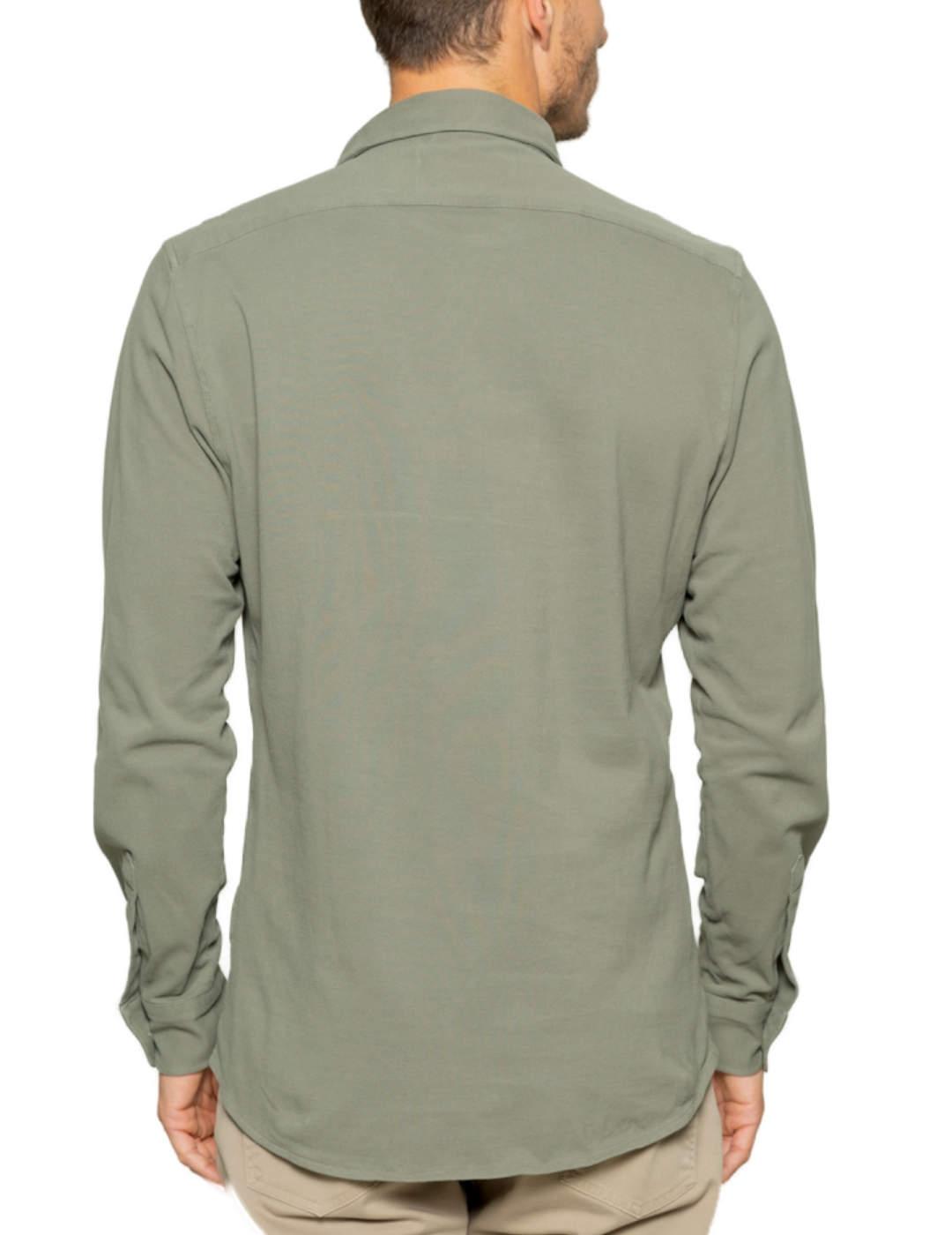 Camisa Scotta Joy piqué khaki cuello italiano para hombre