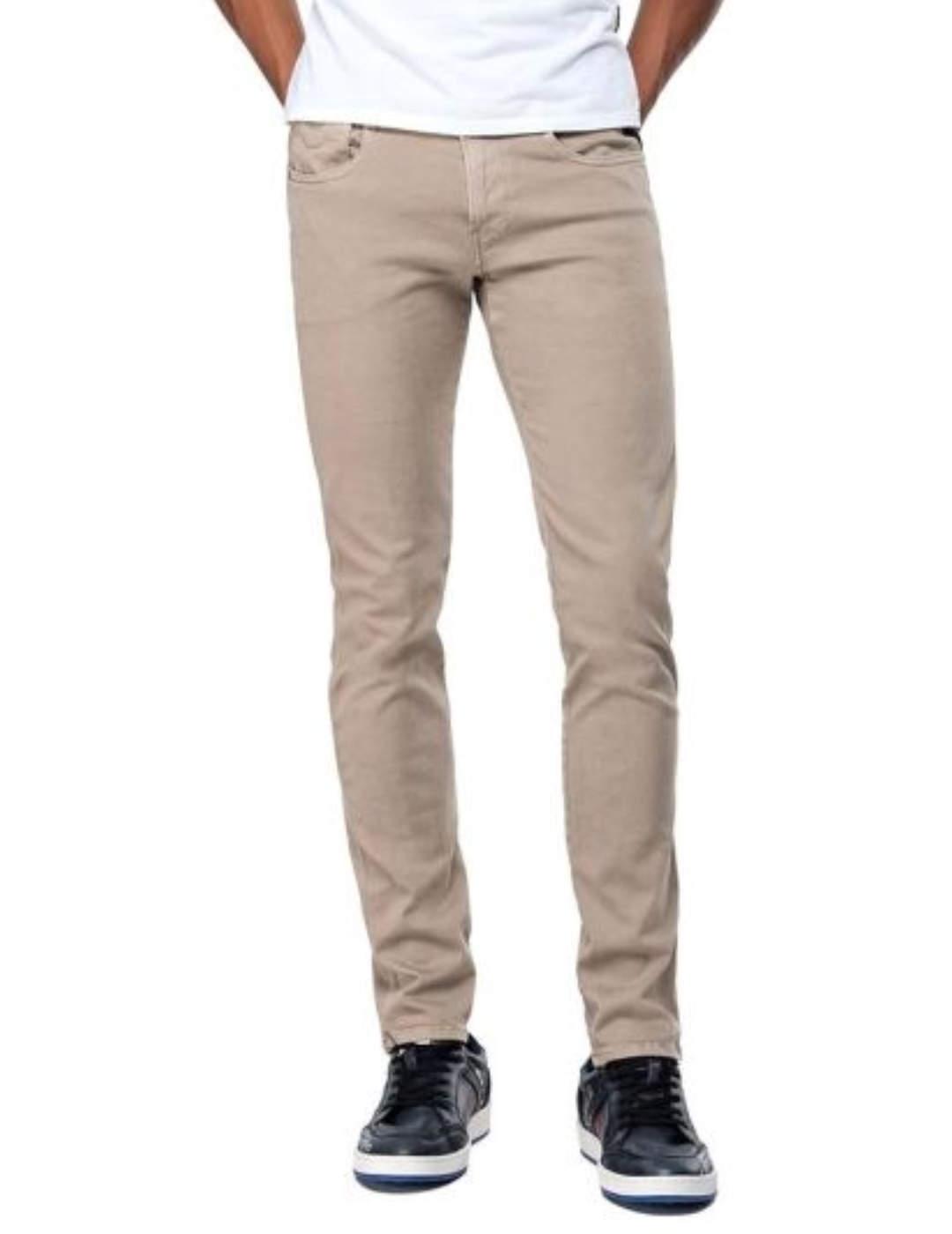 Pantalón vaquero Replay hyperflex anbass beige de hombre