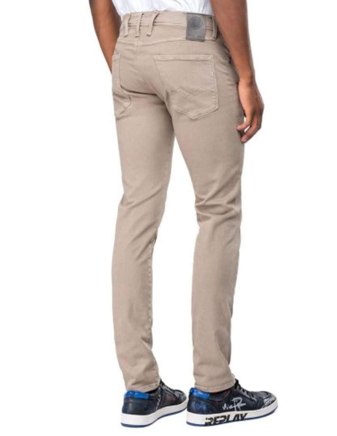 Pantalón vaquero Replay hyperflex anbass beige de hombre