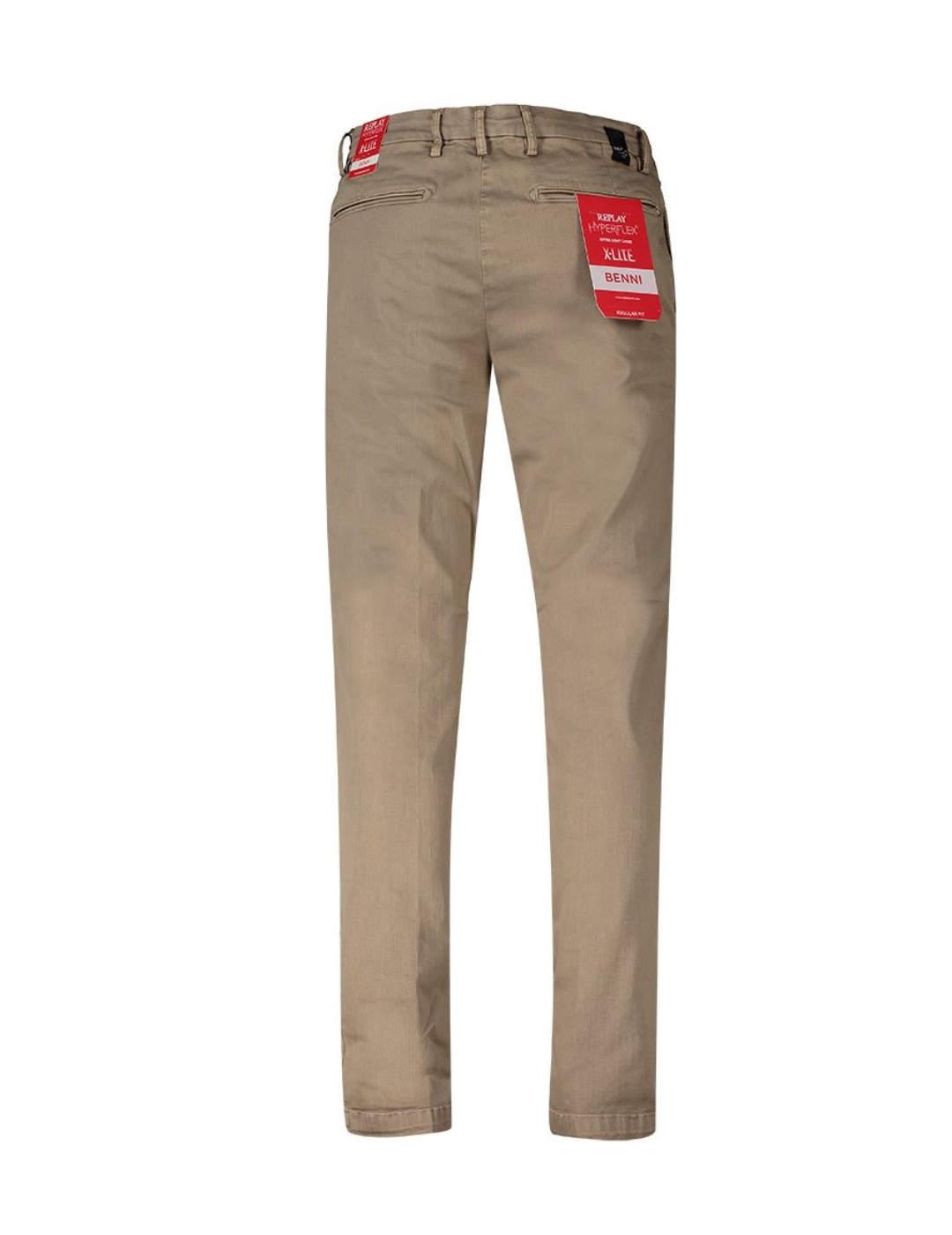 Pantalón vaquero Replay hyperflex anbass beige de hombre