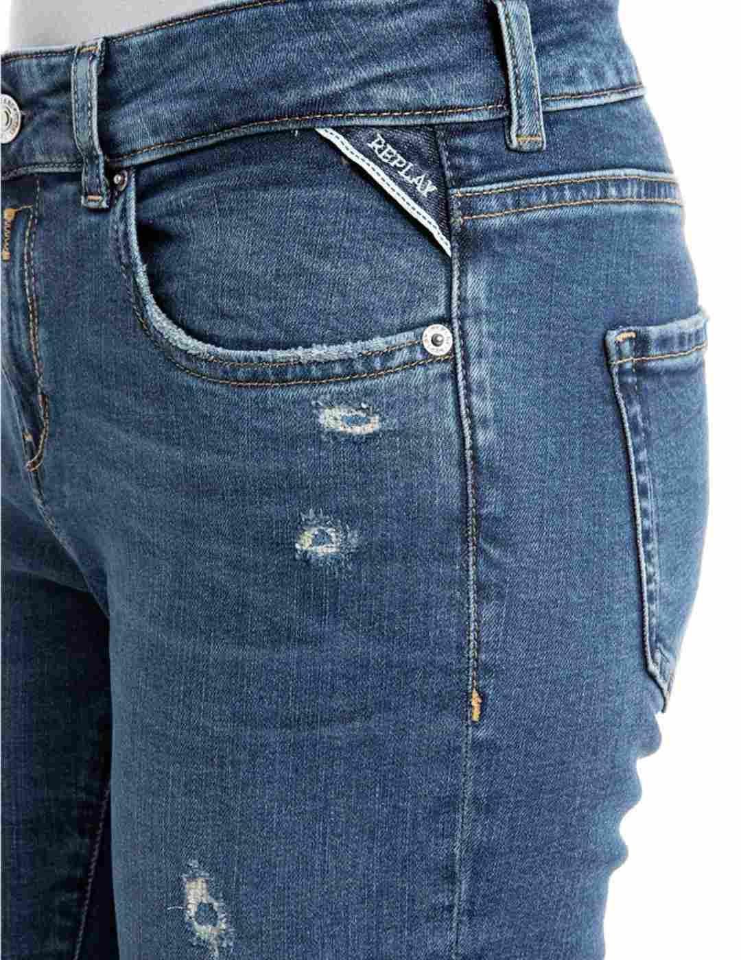 Pantalón vaquero Replay Faaby azul marino rotos para mujer