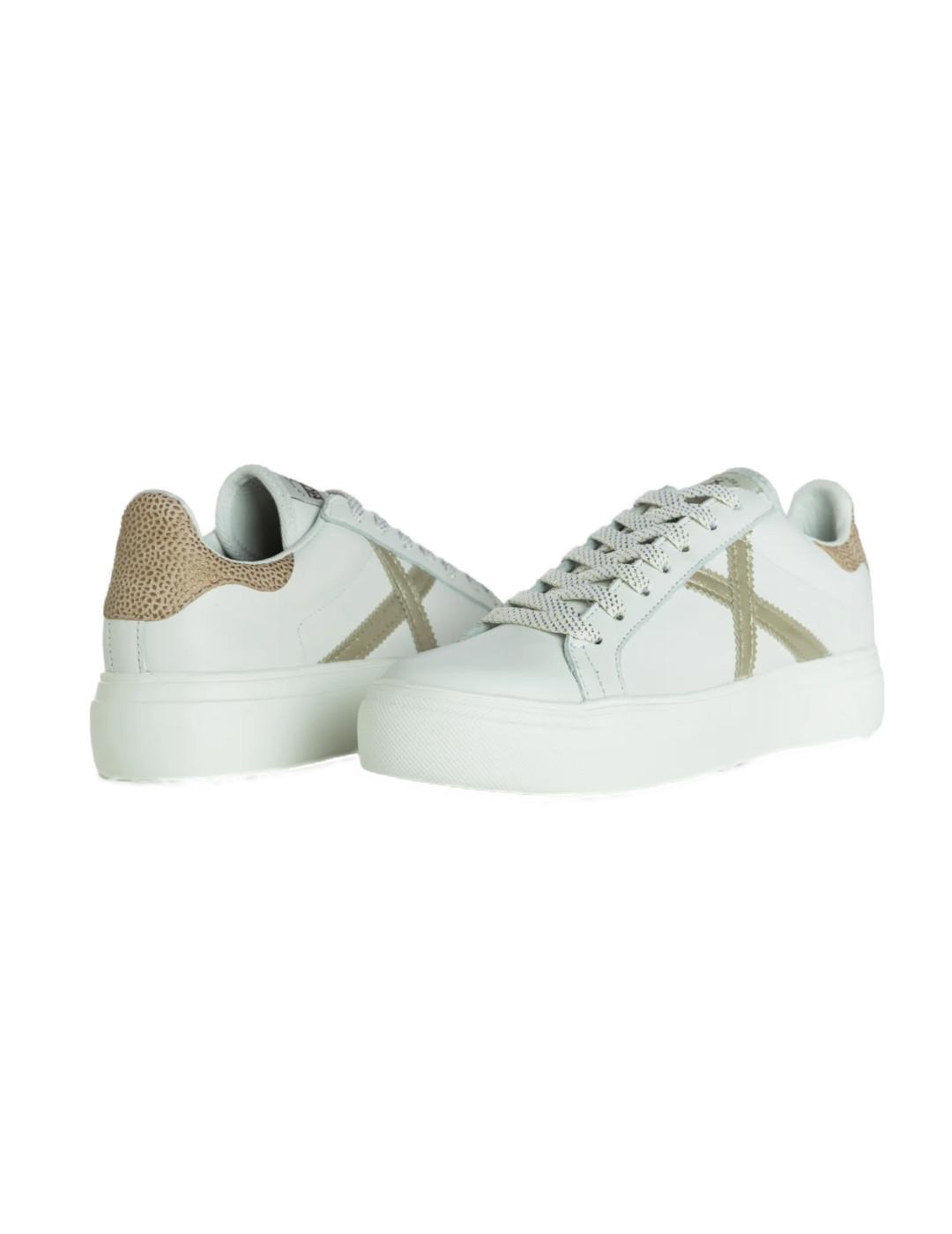 Zapatilla Munich Rete Sky 52 blanco/dorado para mujer