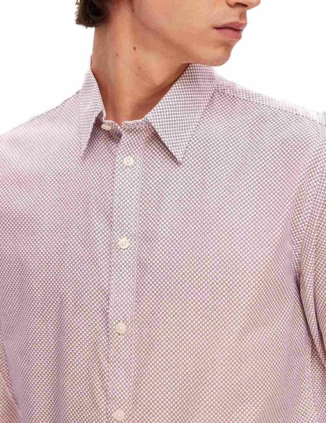 Camisa Selected Soho blanco estampado para hombre