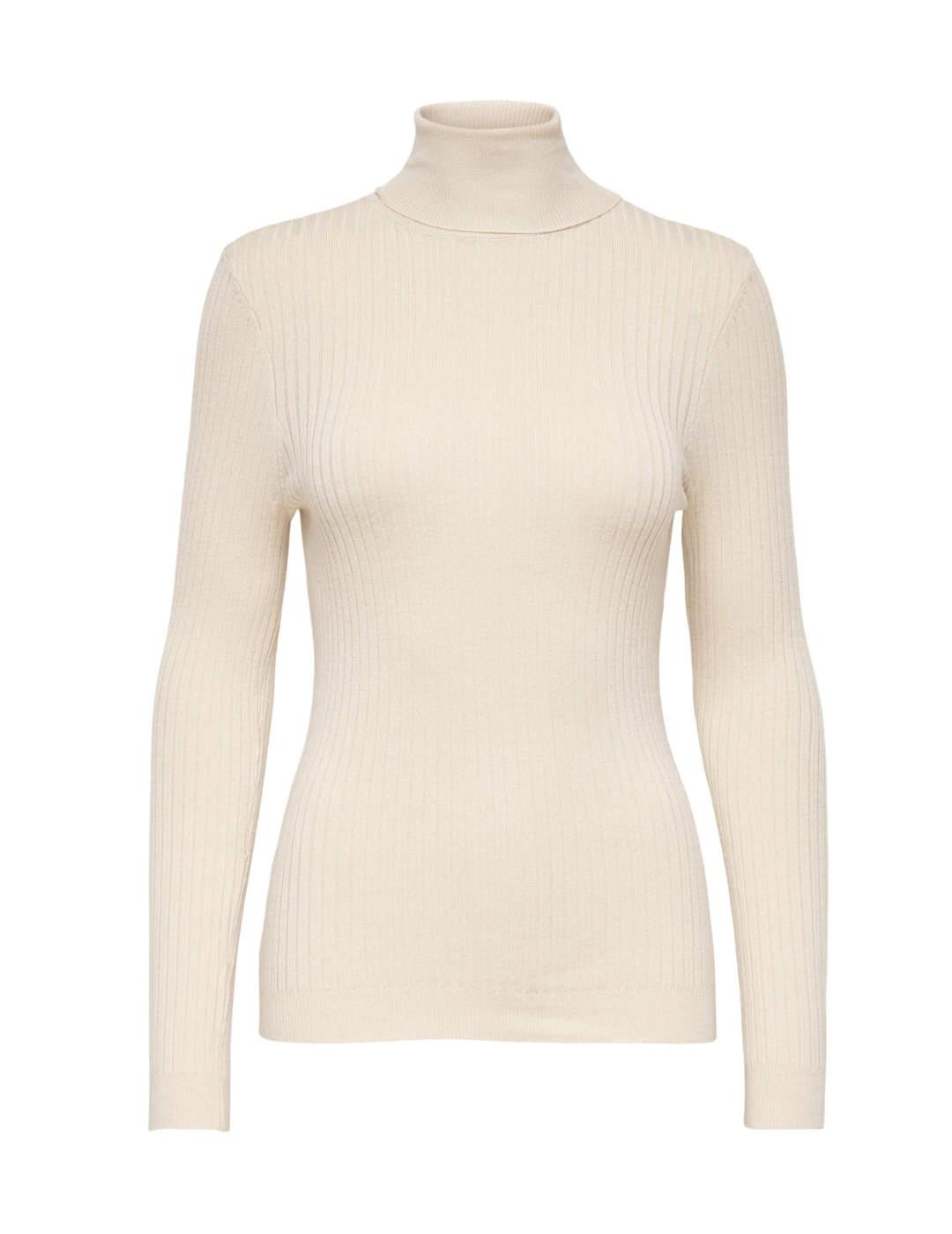 Jersey Only Karol cuello alto beige de mujer