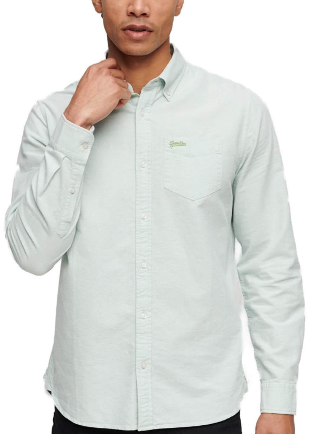 Camisa Supedry Oxford turquesa manga larga para hombre