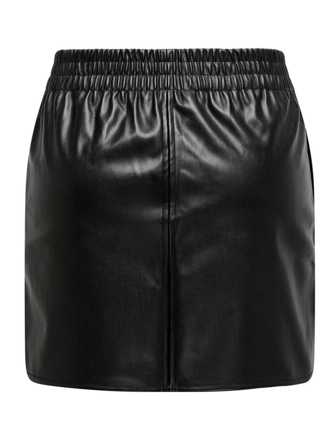Falda Only Louei negro de polipiel para mujer