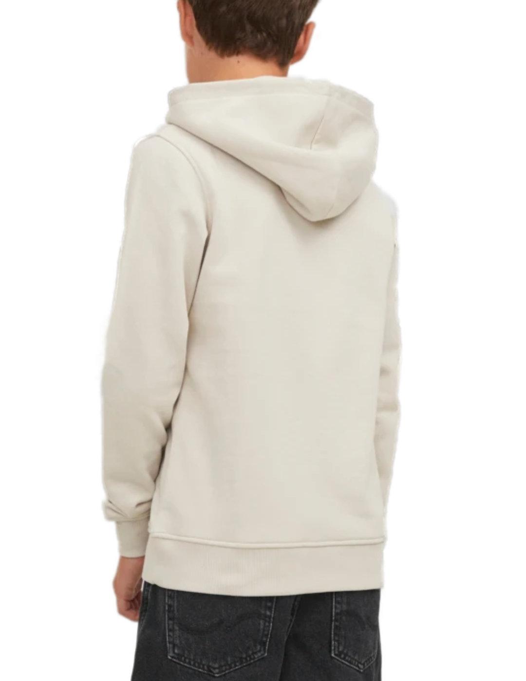Sudadera Jack&Jones Junior Arthur beige con capucha de niño
